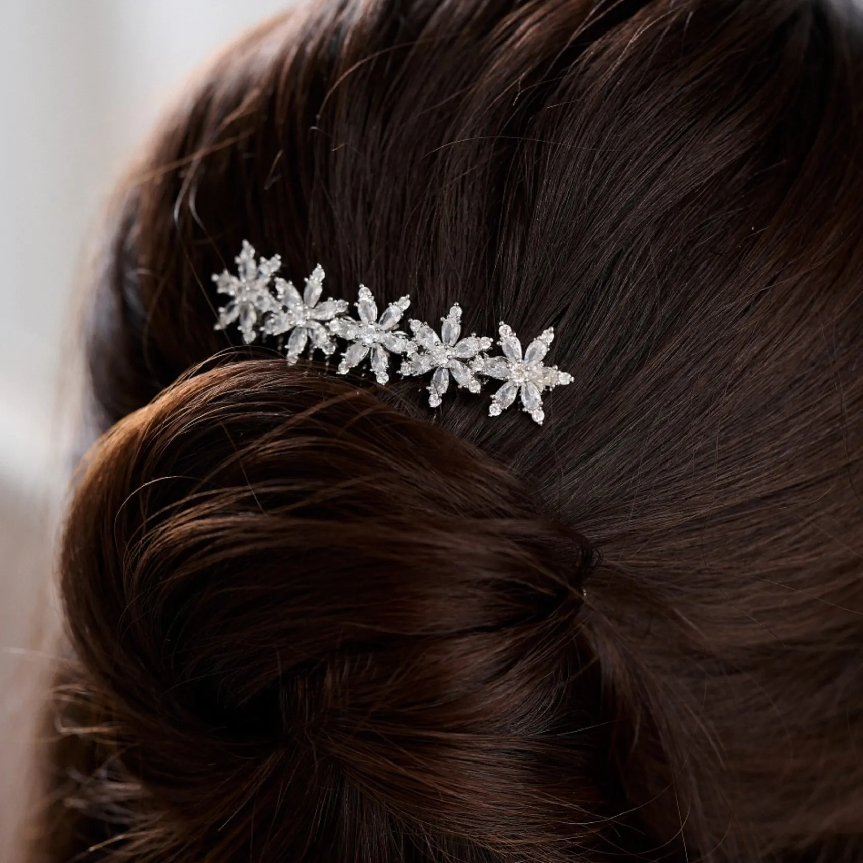 Lace & Favour Prom Hair Clips & Combs | Flower Girl Gifts*Moonflower Floral Dainty Crystal Wedding Hair Comb Silver