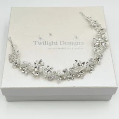 Twilight Designs Prom Headbands & Tiaras | Crystal Hair Accessories*Nadine Floral Crystal and Diamante Hair Vine Silver