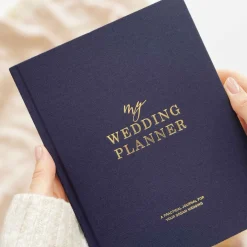 Blush & Gold Wedding Planner Books | Engagement Gifts*Navy Cotton Linen Wedding Planner Book with Gilded Edges Navy/ Gold