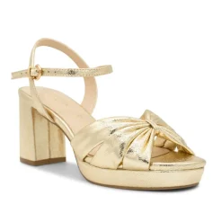 Paradox London Gold Prom Shoes | Prom Sandals*Nerita Metallic Wide Fit Block Heel Platform Sandals Champagne