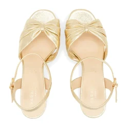 Paradox London Gold Prom Shoes | Prom Sandals*Nerita Metallic Wide Fit Block Heel Platform Sandals Champagne