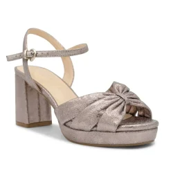 Paradox London Prom Sandals | Prom Shoes*Nerita Metallic Wide Fit Block Heel Platform Sandals Pewter