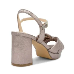 Paradox London Prom Sandals | Prom Shoes*Nerita Metallic Wide Fit Block Heel Platform Sandals Pewter