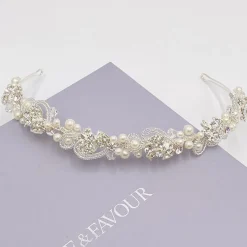 Twilight Designs Vintage Headpieces | Pearl Hair Accessories*Odette Vintage Inspired Pearl and Diamante Bridal Headband Ivory/ Silver