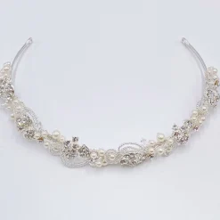 Twilight Designs Vintage Headpieces | Pearl Hair Accessories*Odette Vintage Inspired Pearl and Diamante Bridal Headband Ivory/ Silver