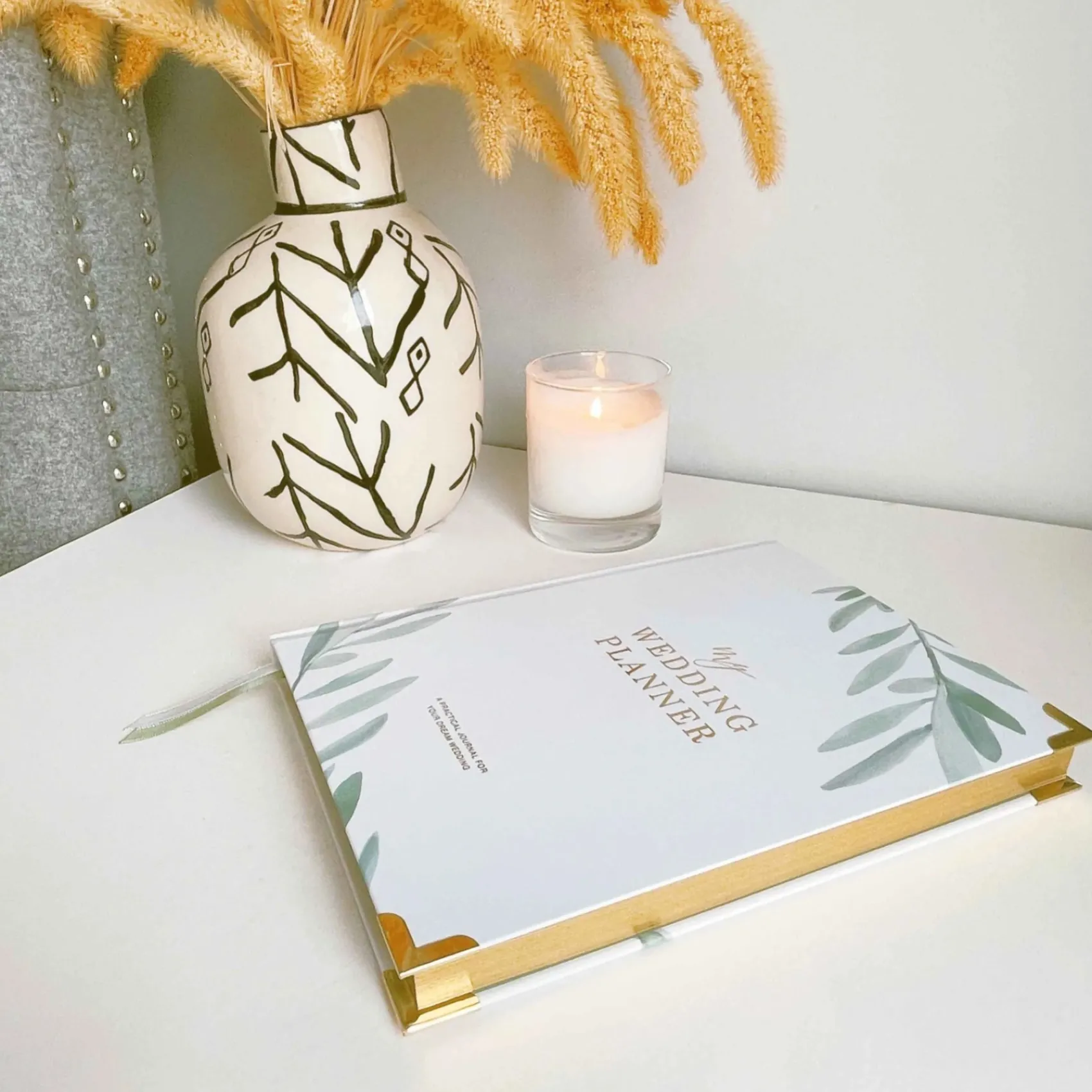 Blush & Gold Wedding Planner Books | Engagement Gifts*Olive Leaves Luxury Wedding Planner Book White/ Pale Green/ Gold