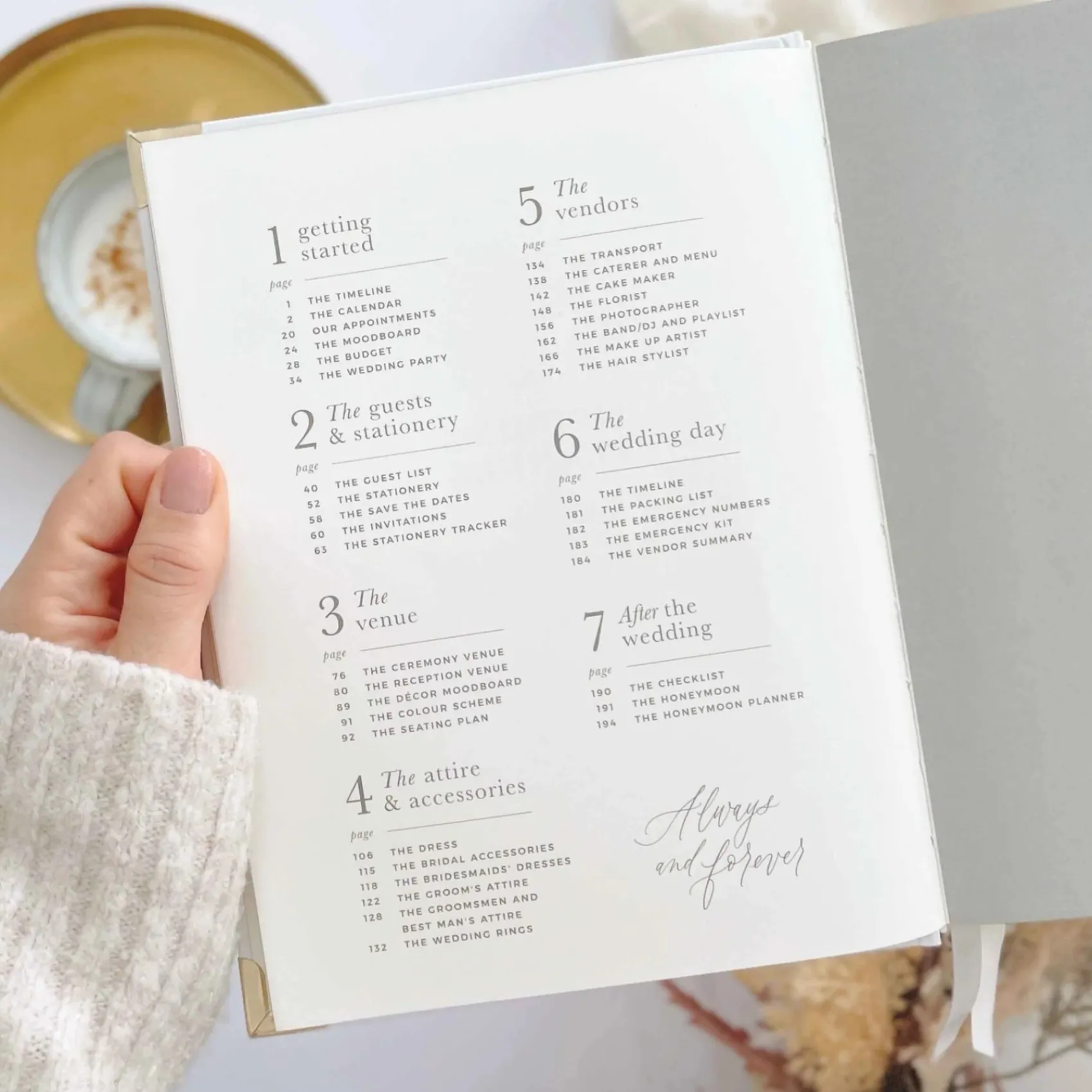 Blush & Gold Wedding Planner Books | Engagement Gifts*Olive Leaves Luxury Wedding Planner Book White/ Pale Green/ Gold