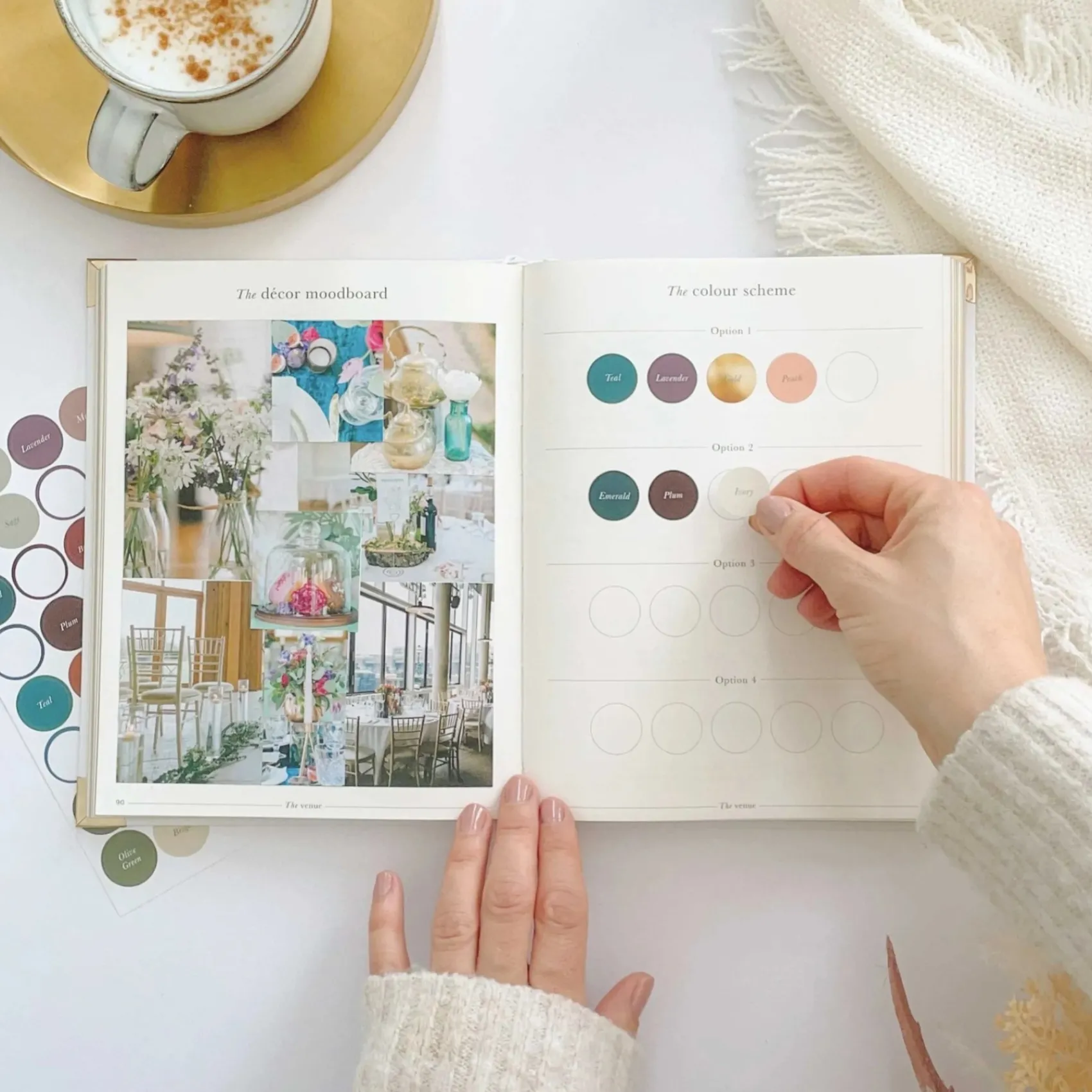 Blush & Gold Wedding Planner Books | Engagement Gifts*Olive Leaves Luxury Wedding Planner Book White/ Pale Green/ Gold