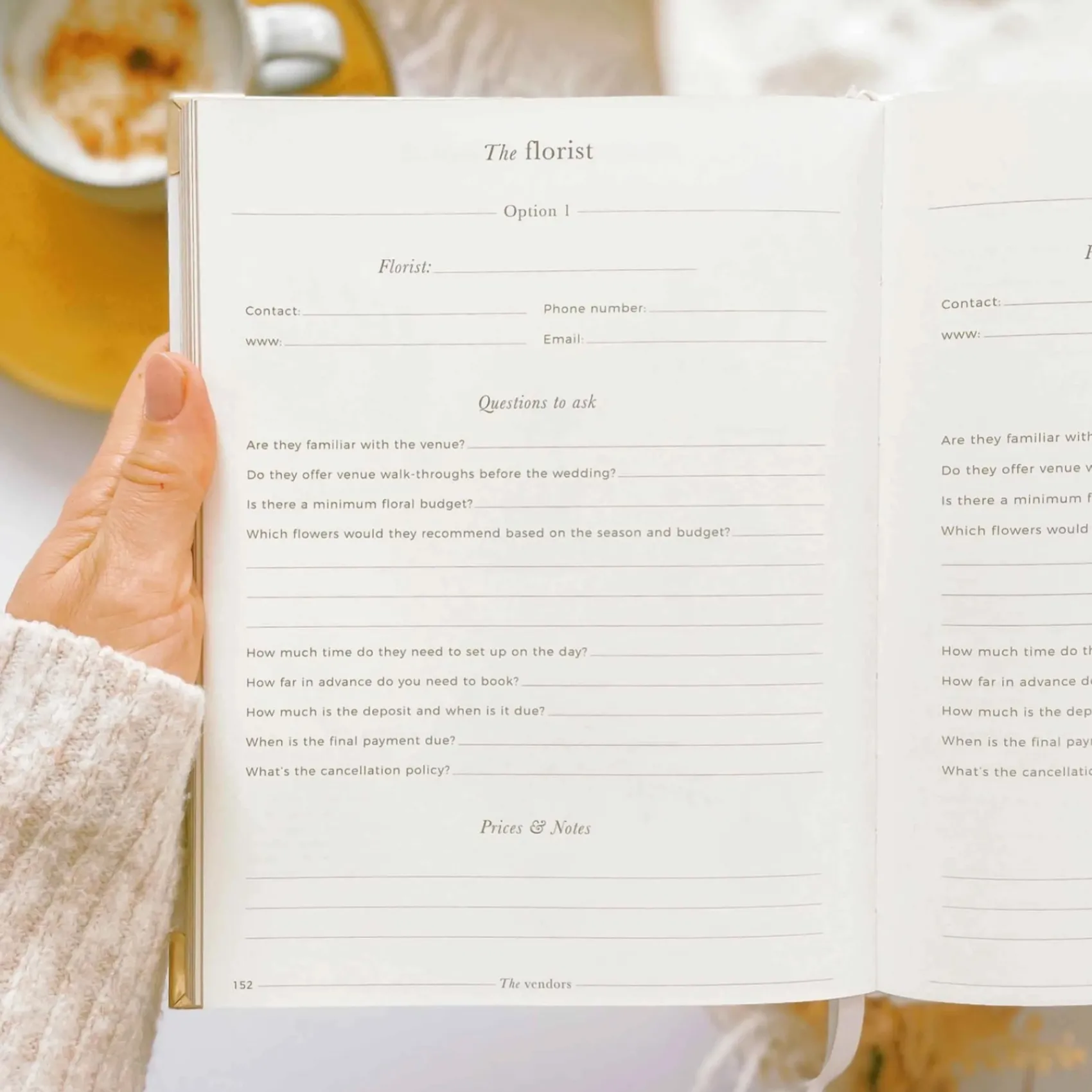 Blush & Gold Wedding Planner Books | Engagement Gifts*Olive Leaves Luxury Wedding Planner Book White/ Pale Green/ Gold