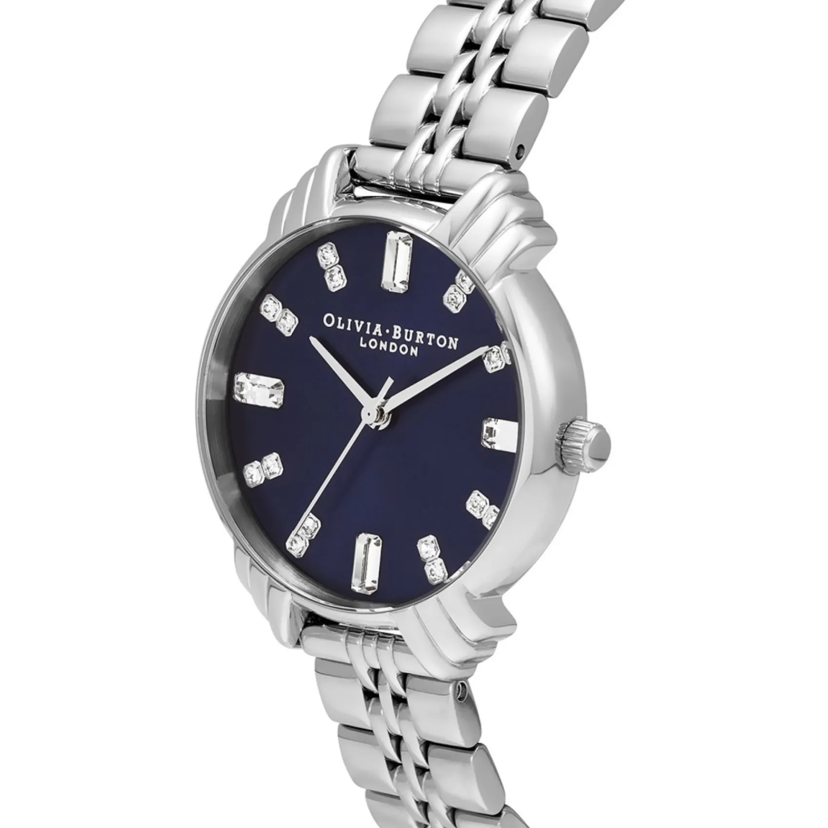 Olivia Burton Women's Watches | Something Blue Gifts*Art Deco 30mm Navy and Silver Bracelet Watch