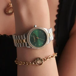 Olivia Burton Women's Watches | Mother Of The Groom Gifts*Bejewelled 34mm Forest Green and Two Tone Bracelet Watch
