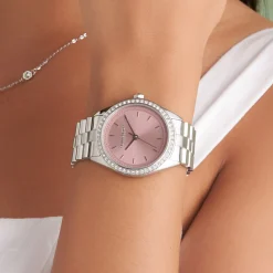 Olivia Burton Women's Watches | Mother Of The Groom Gifts*Bejewelled 34mm Mellow Rose and Silver Bracelet Watch