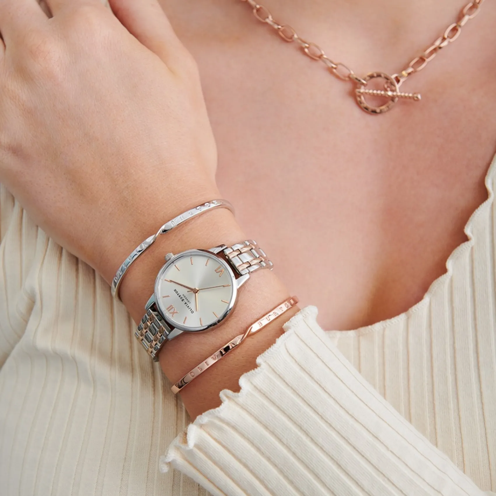 Olivia Burton Women's Watches | Bride Gifts*Classic 30mm Silver and Rose Gold Bracelet Watch