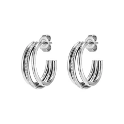 Olivia Burton Women's Jewellery | Honeymoon Gifts*Ever Stacked Claw Silver Tone Hoop Earrings