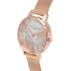 Olivia Burton Women's Watches | Bride Gifts*Floral 30mm White and Rose Gold Mesh Watch