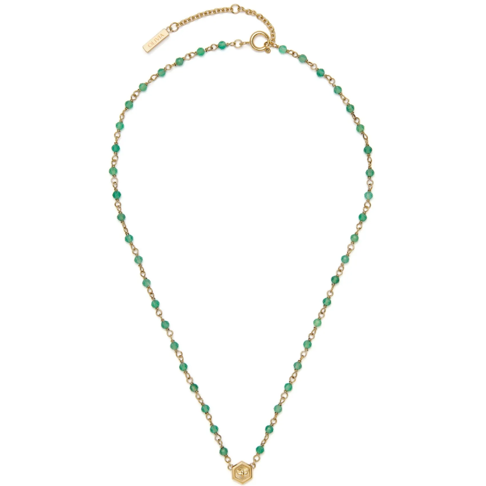 Olivia Burton Women's Jewellery | Mother Of The Groom Gifts*Minima Bee Green and Gold Plated Beaded Charm Necklace