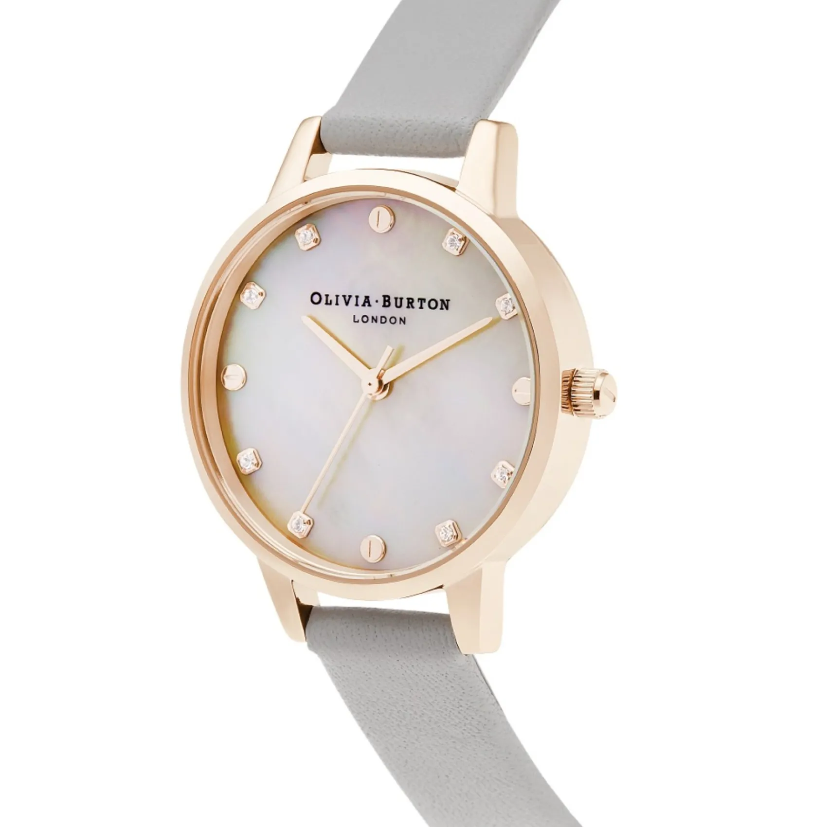 Olivia Burton Women's Watches | Bride Gifts*30mm Rose Gold and Grey Leather Strap Watch