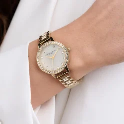 Olivia Burton Women's Watches | Bride Gifts*Mother of Pearl and Crystal 34mm Gold Bracelet Watch