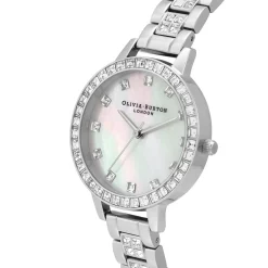 Olivia Burton Women's Watches | Bride Gifts*Mother of Pearl and Crystal 34mm Silver Bracelet Watch