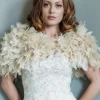 Beverly Hills Feather Stoles & Shrugs | Wedding Capes & Wraps*Olivia Ruffle Feather Bridal Stole Champagne