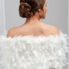 Beverly Hills Feather Stoles & Shrugs | Wedding Capes & Wraps*Olivia Ruffle Feather Bridal Stole Ivory