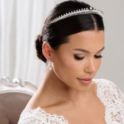 Lace & Favour Vintage Headpieces | Crystal Hair Accessories*Olympia Vintage Inspired Low Crystal Bridal Tiara Silver