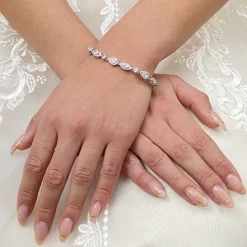 Lace & Favour Bride Gifts | Silver Wedding Jewellery*Palladium Cubic Zirconia Wedding Bracelet Silver