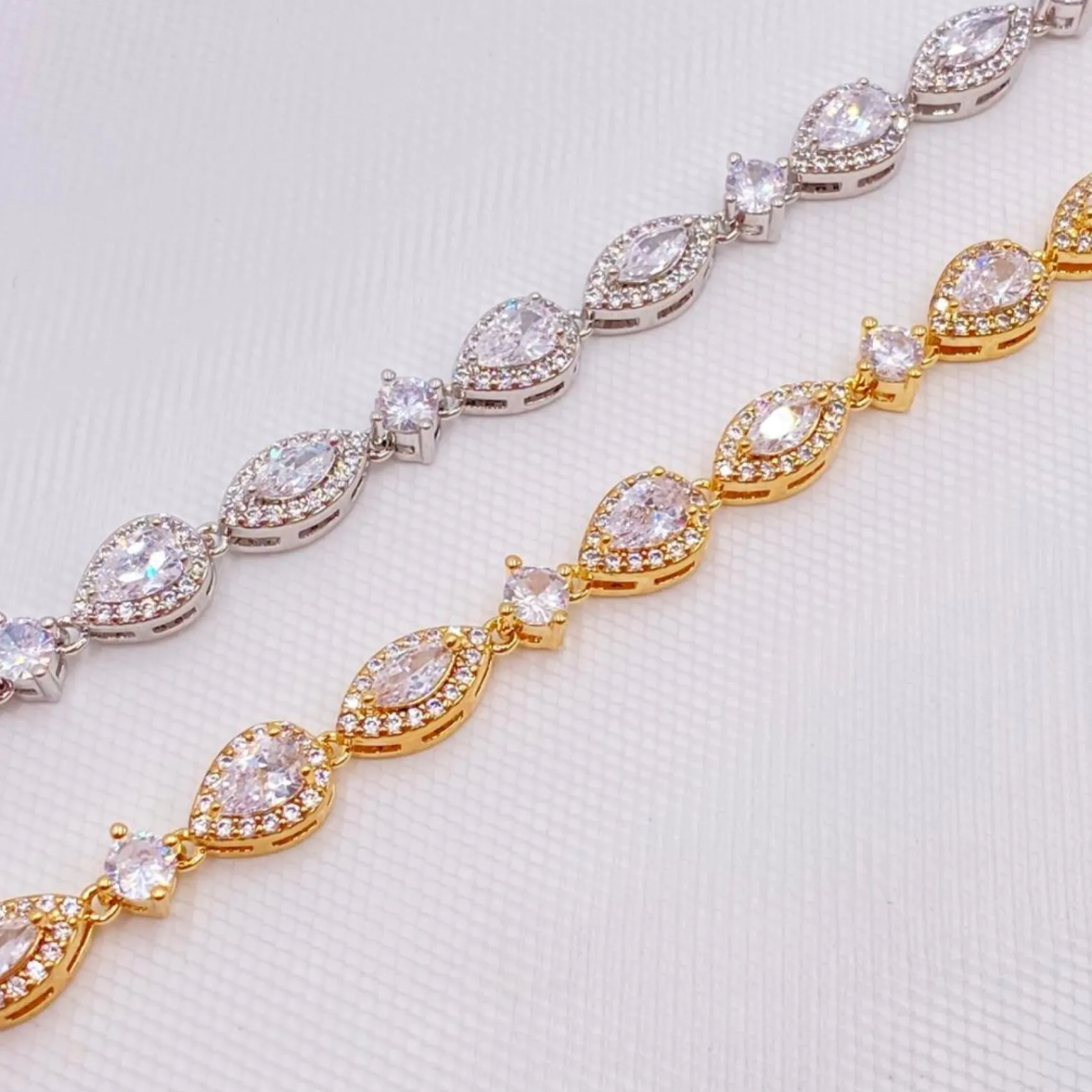 Lace & Favour Gold Prom Jewellery | Prom Bracelets*Palladium Cubic Zirconia Wedding Bracelet Gold
