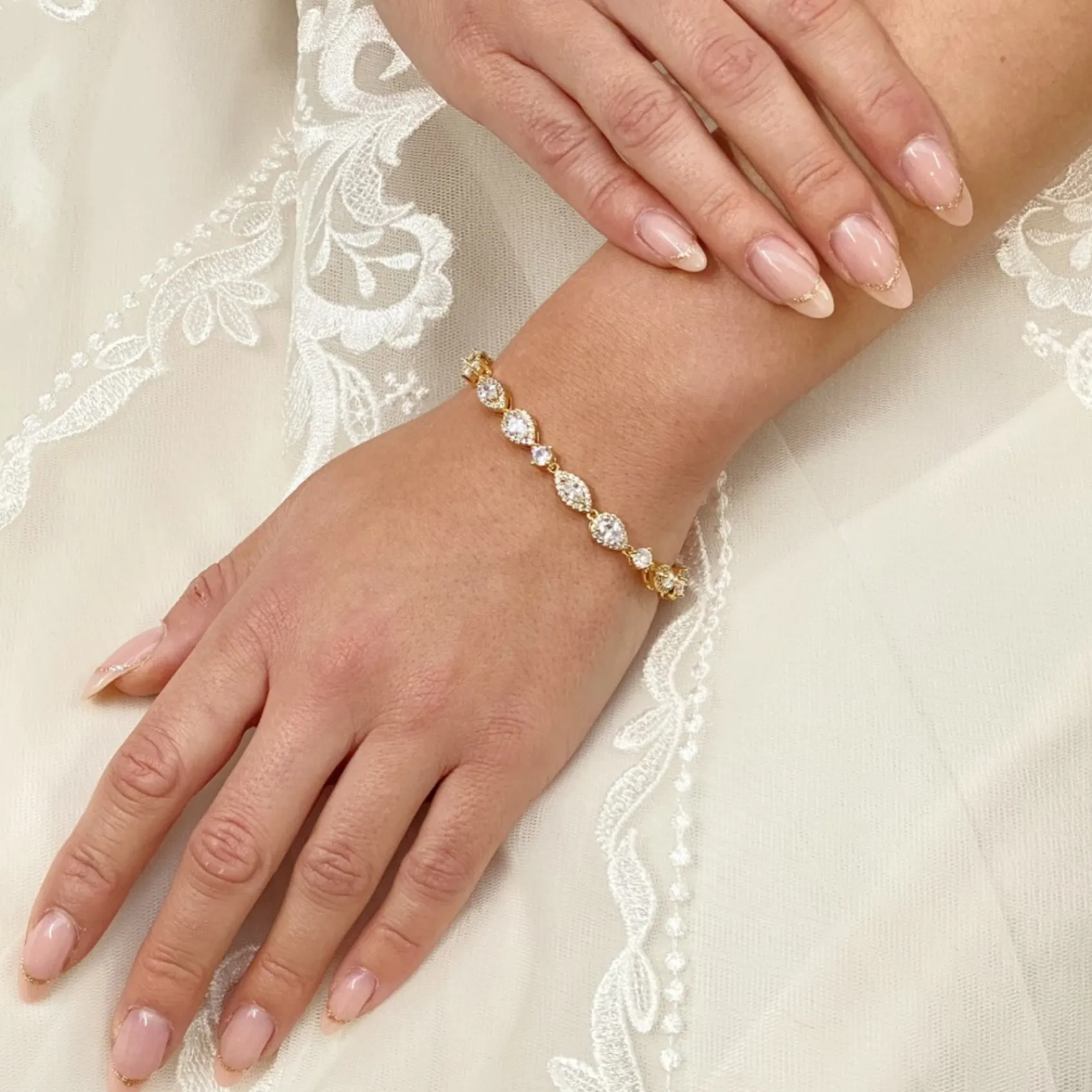 Lace & Favour Gold Prom Jewellery | Prom Bracelets*Palladium Cubic Zirconia Wedding Bracelet Gold