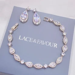 Lace & Favour Bride Gifts | Silver Wedding Jewellery*Palladium Cubic Zirconia Wedding Bracelet Silver