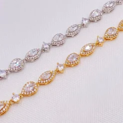 Lace & Favour Bride Gifts | Silver Wedding Jewellery*Palladium Cubic Zirconia Wedding Bracelet Silver