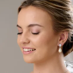 Lace & Favour Bridesmaid Gifts | Bride Gifts*Paloma Teardrop Pearl Wedding Earrings (Silver) Ivory/ Silver