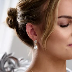 Lace & Favour Bridesmaid Gifts | Bride Gifts*Paloma Teardrop Pearl Wedding Earrings (Gold) Ivory/ Gold