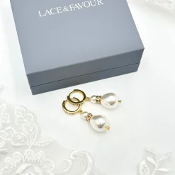 Beads & Beyond Bride Gifts | Vintage Jewellery*Panache Gold Large Teardrop Pearl Earrings Ivory/ Gold