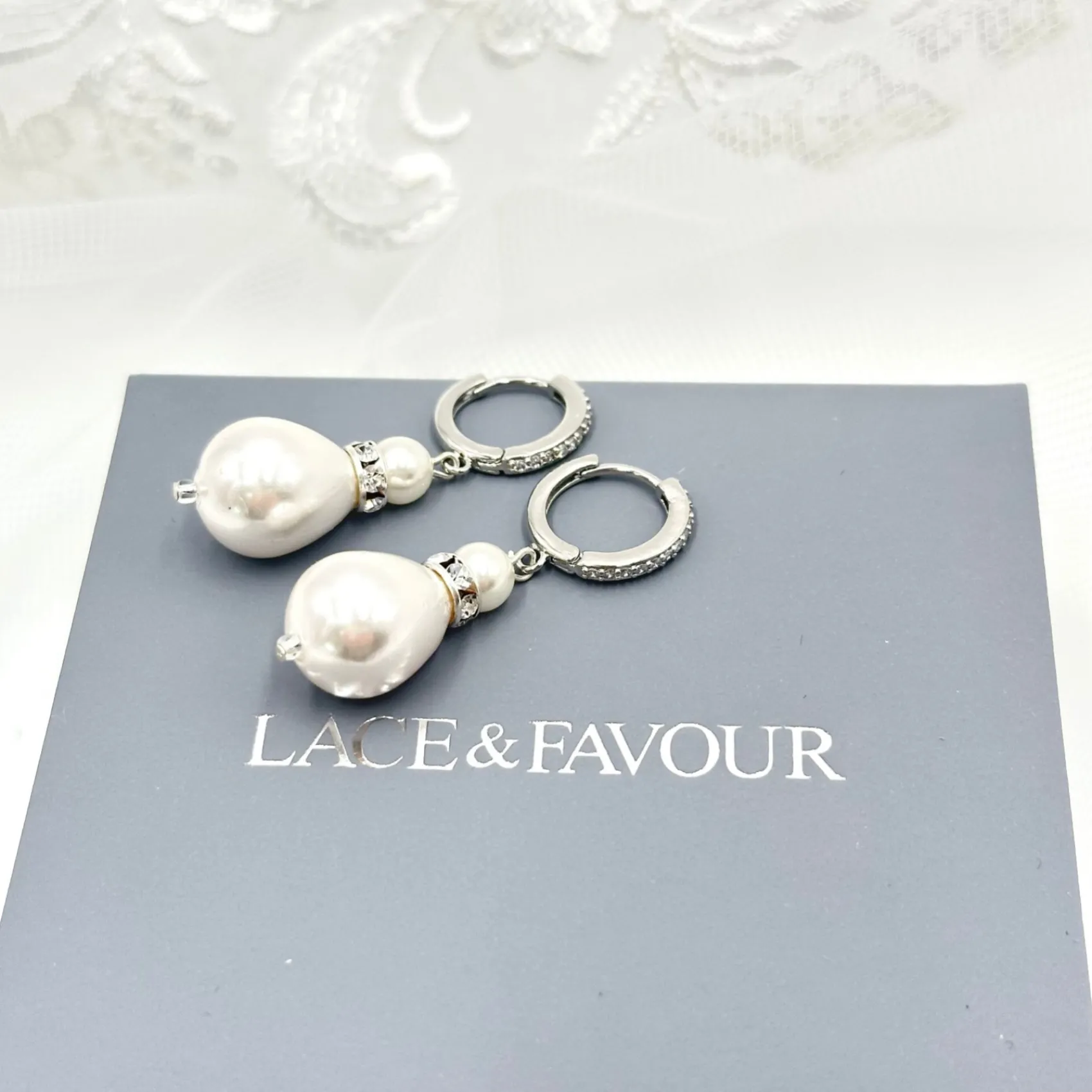 Beads & Beyond Bride Gifts | Vintage Jewellery*Panache Silver Large Teardrop Pearl Earrings Ivory/ Silver