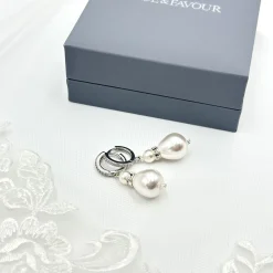 Beads & Beyond Bride Gifts | Vintage Jewellery*Panache Silver Large Teardrop Pearl Earrings Ivory/ Silver