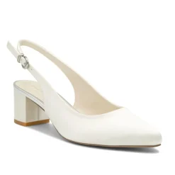 Paradox London Mother Of The Bride Shoes | Wedding Shoes*Andrienne Dyeable Satin Low Block Heel Slingbacks Ivory