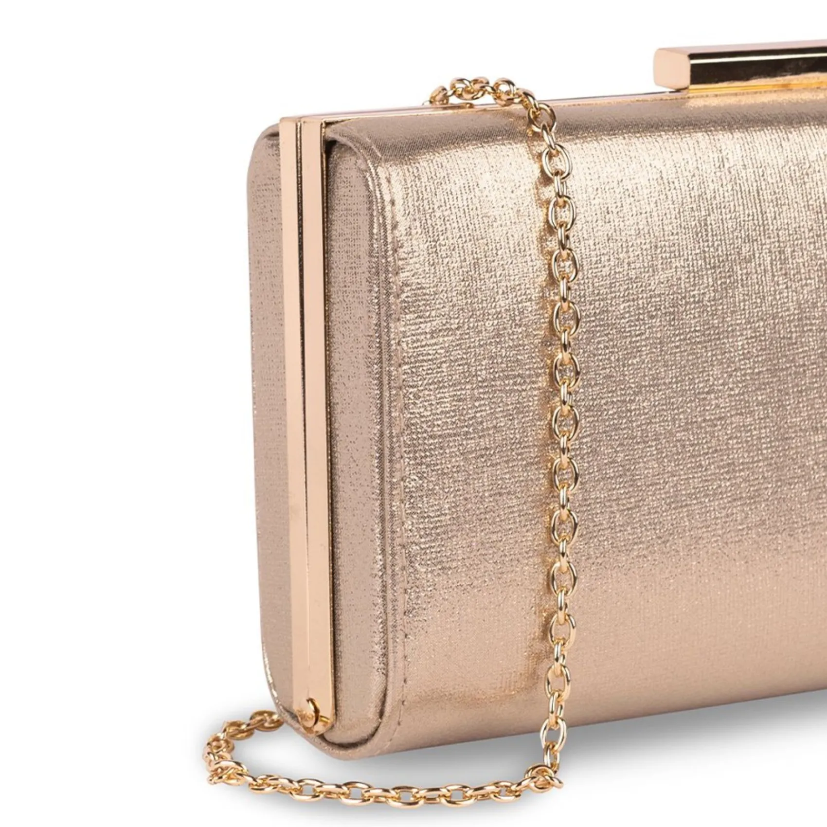 Paradox London Prom Bags | Occasion Handbags*Doria Champagne Shimmer Box Clutch Bag Champagne