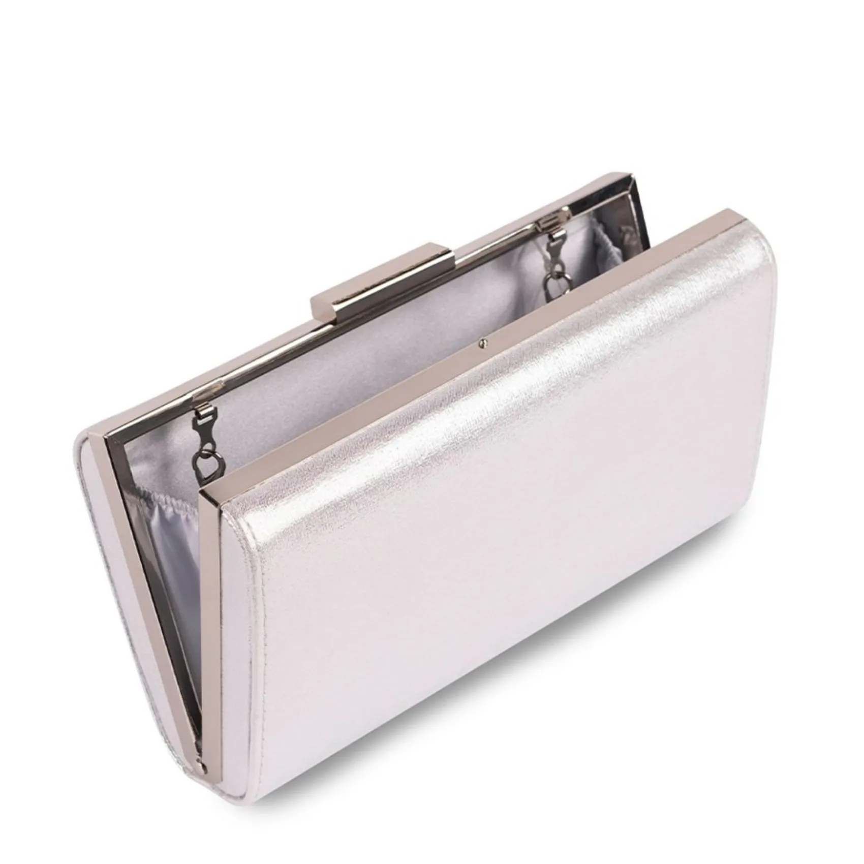 Paradox London Prom Bags | Occasion Handbags*Doria Shimmer Box Clutch Bag Silver