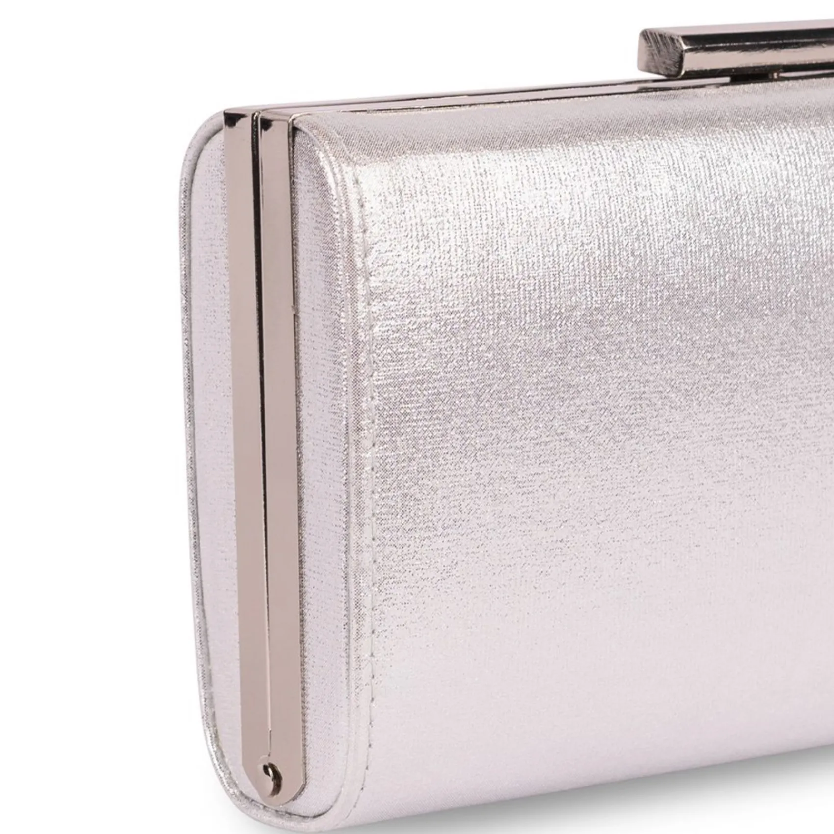 Paradox London Prom Bags | Occasion Handbags*Doria Shimmer Box Clutch Bag Silver