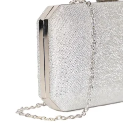 Paradox London Prom Bags | Occasion Handbags*Dulcie Glitter Box Clutch Bag Silver