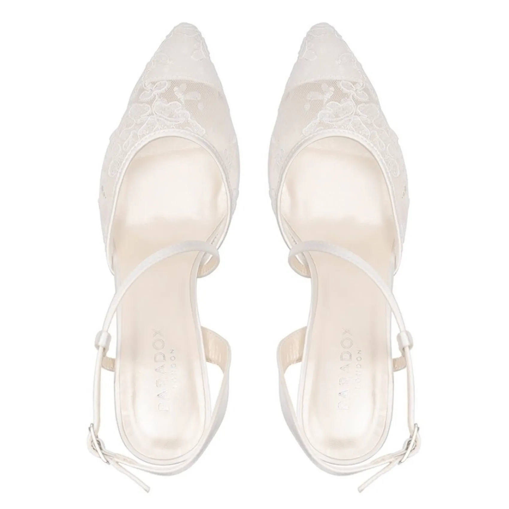 Paradox London Wedding Shoes | Lace Wedding Shoes*Flora Mesh Lace Open Court Shoes Ivory