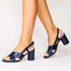 Paradox London Sparkly Prom Shoes | Prom Sandals*Ilana Shimmer Block Heel Slingback Sandals Navy