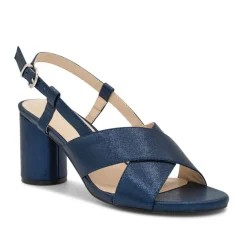 Paradox London Sparkly Prom Shoes | Prom Sandals*Ilana Shimmer Block Heel Slingback Sandals Navy