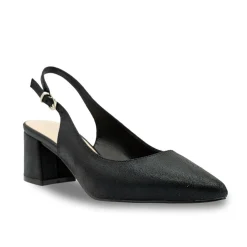 Paradox London Sparkly Prom Shoes | Low Heel Prom Shoes*Imelda Shimmer Low Block Heel Slingbacks Black