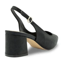 Paradox London Sparkly Prom Shoes | Low Heel Prom Shoes*Imelda Shimmer Low Block Heel Slingbacks Black