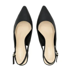 Paradox London Sparkly Prom Shoes | Low Heel Prom Shoes*Imelda Shimmer Low Block Heel Slingbacks Black