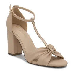 Paradox London Prom Sandals | Prom Shoes*Indiana Faux Leather Block Heel T-Bar Sandals Nude