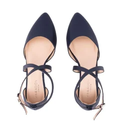 Paradox London Sparkly Prom Shoes | Low Heel Prom Shoes*Irene Shimmer Cross Strap Low Block Heels Navy