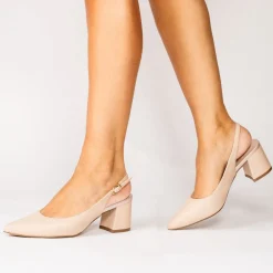 Paradox London Low Heel Prom Shoes | Prom Shoes*Isadora Faux Leather Low Block Heel Slingbacks Nude